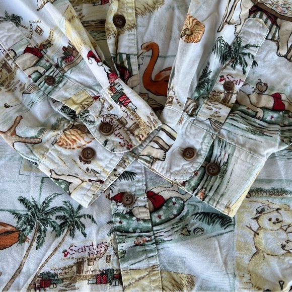 Clearwater Outfitters Santa Tropical Beach Vacation Long Sleeve Button Down XL - Picture 8 of 11